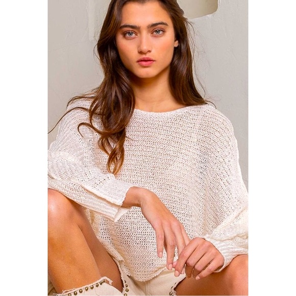 POL Ivory Shear Lightweight Cropped Sweater - Picture 2 of 5